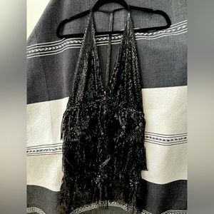 Women’s size large black sparkle halter dress